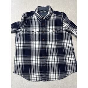Outerknown Blanket Shirt Navy Plaid M/L Heritage Outdoor Mens Flannel Heavy Wght